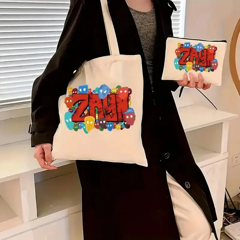 Fashion Zayn Malik Anime Printing Tote Cosmetic Storage Bag Ladies Canvas Casual Shoulder Bag Eco Large Capacity Shopping Bag