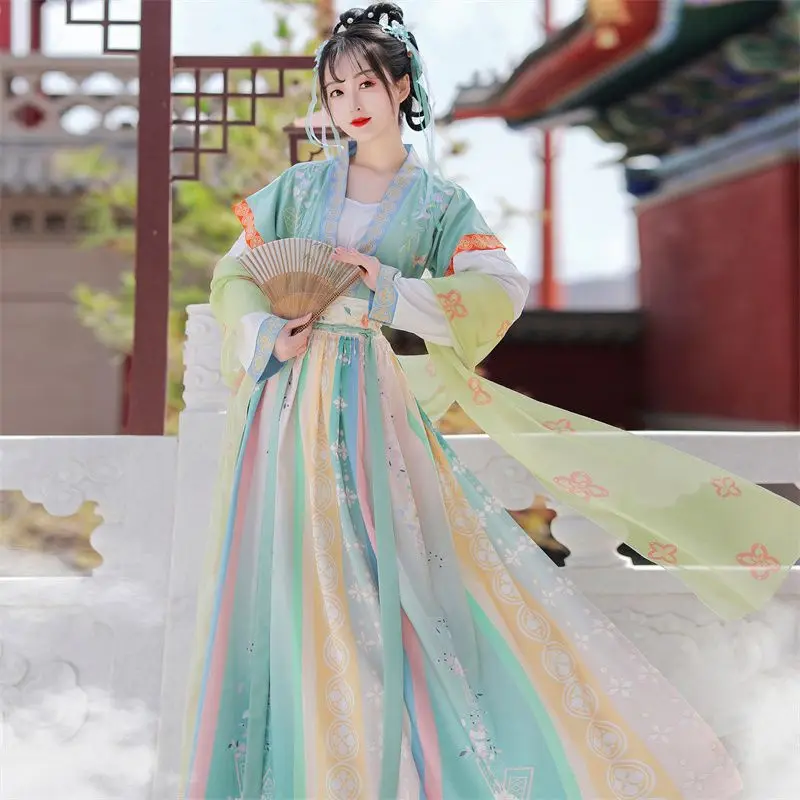 

An Yu Ji Gui Original [Shengri Xunfang] Tang Dynasty Woman Hanfu Ancient Style Waist Skirt Traditional Chinese Clothes