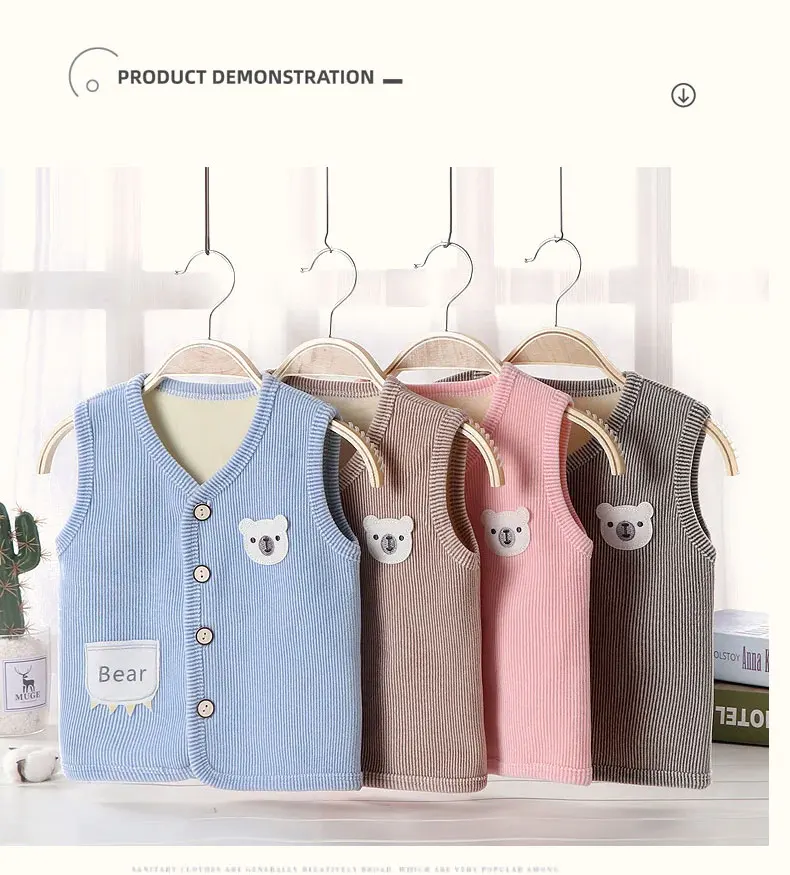 Kinderkleidung Weste Kinderweste Junge Mädchen Verdicktes Samtfutter Wärmehaltende Jackenweste Kinderbekleidung Herbst Winter – Detail 1