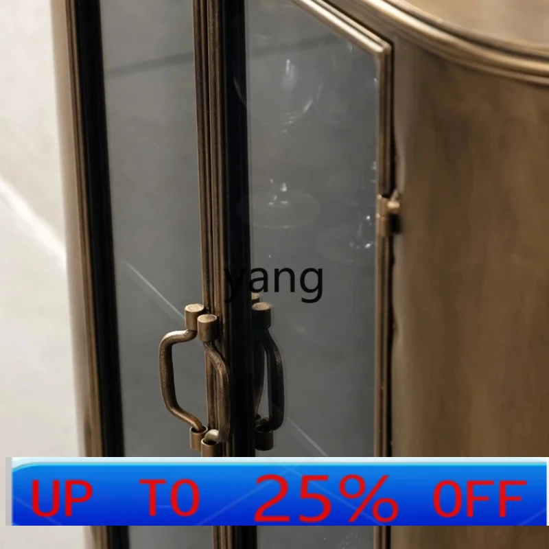

LMM Light Luxury Home Wall Kitchen Dining Side Tea Storage Side Cabinet Metal Double Door Iron Cabinet