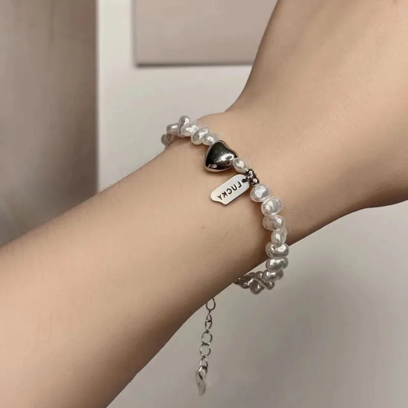 925 Sterling Silver Bracelet Pearls Knots Bracelet for Women Fashion Heart Pearls Bracelet  Luxury Jewelry Accessories Gift