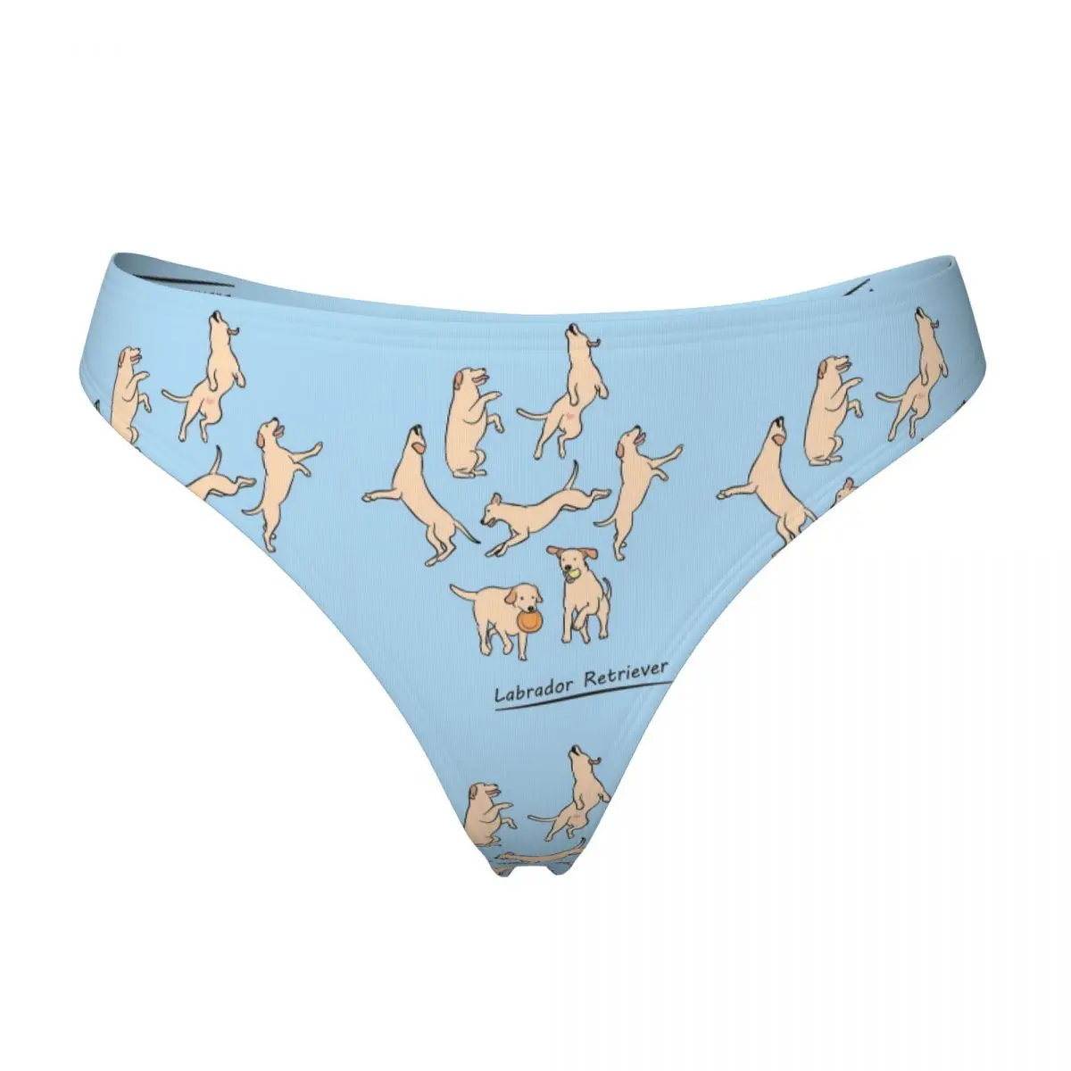 Custom Playing Light Yellow Lab Labrador Retriever G-string Panties Breathable Women Stretch Thongs Comfort Underwear
