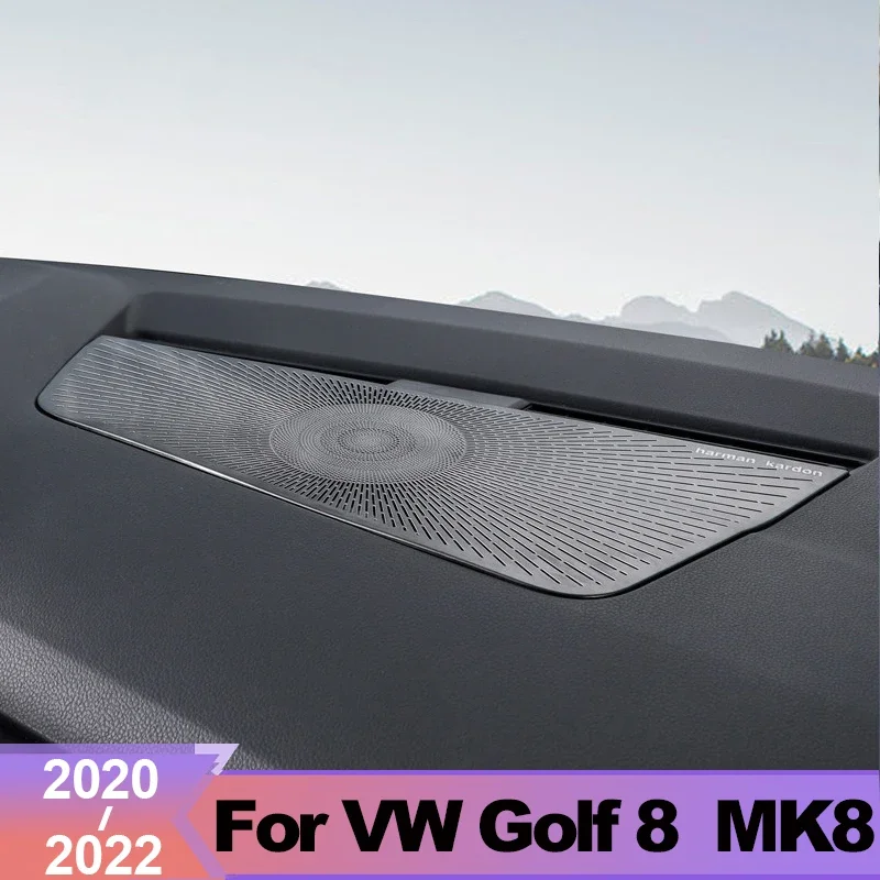 Stainless Steel Car Dashboard Audio Speaker Cover Trim Sticker For Volkswagen VW Golf 8 MK8 2020 2021 2022 2023 GTI Accessories