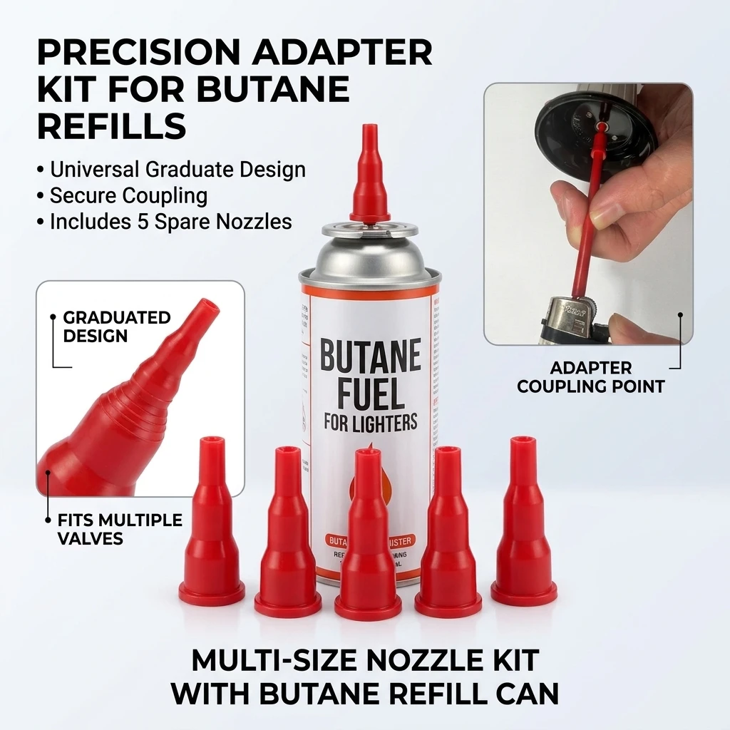 Reusable Butane Nozzle Adapter Convert Cassette Tank Into Inflatable Tank Lighter Spray Gun Universal Gas Refill Head