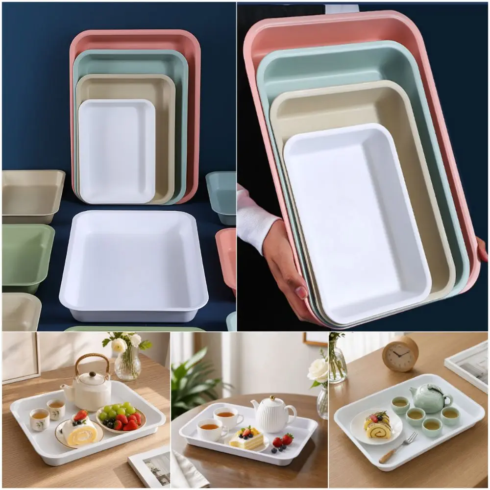 Plateau de service multicolore, disponible en plusieurs tailles, plateau rectangulaire pour aliments, plateau de cuisson antidérapant et résistant aux rayures.