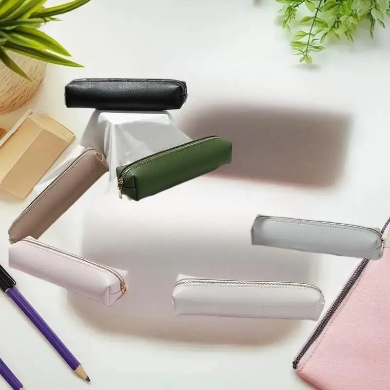 

Модная сумка для ручек из искусственной кожи, водонепроницаемая сумка для хранения, большой вместительный пенал, простая коробка для канцелярских принадлежностей
