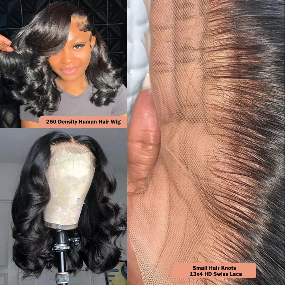 

13x1 Body Wave HD Lace Front Wigs Human Hair Pre Plucked 180% Density Glueless Bob Wigs Human Hair Short Bob Wigs for Women