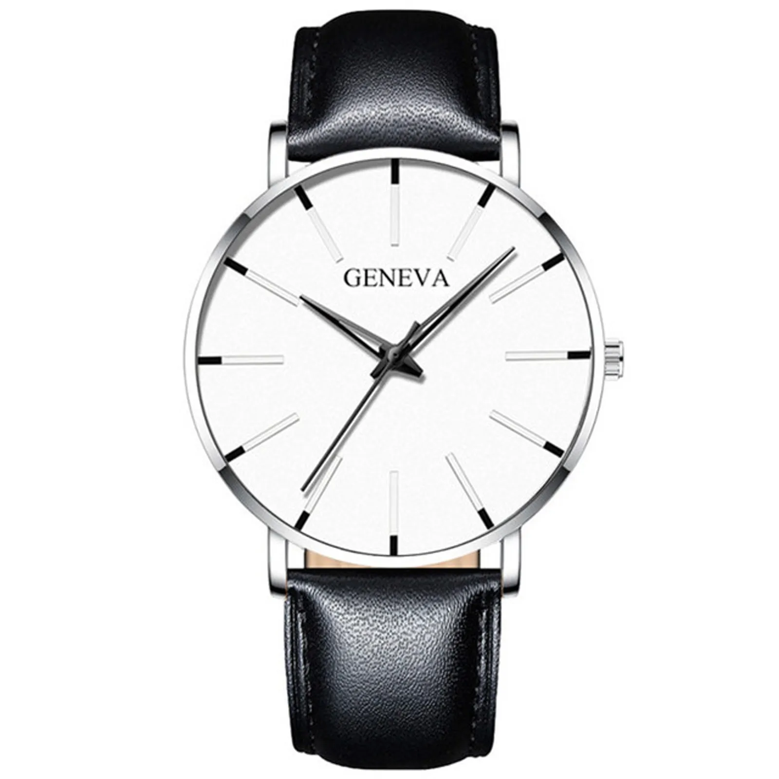 Hot Selling Men's Leather Mesh Strap Watch New Arrival Minimalist GENEVA Design Watch Trendy Sleek Stylish Precise Wristwatch