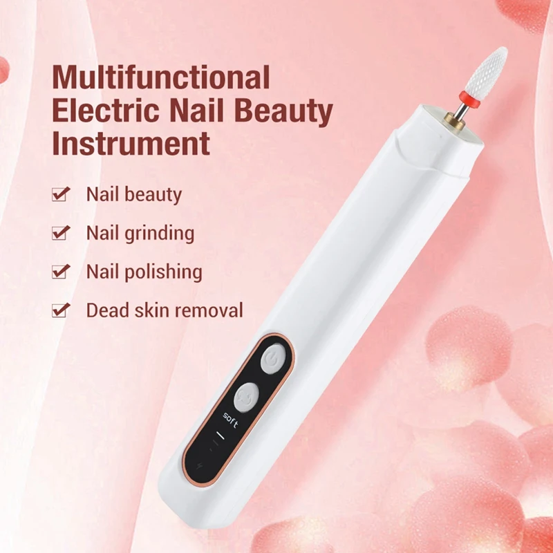 Electric LED Light 3 Gears Nail Drill Multifunctional Manicure Instrument For Home