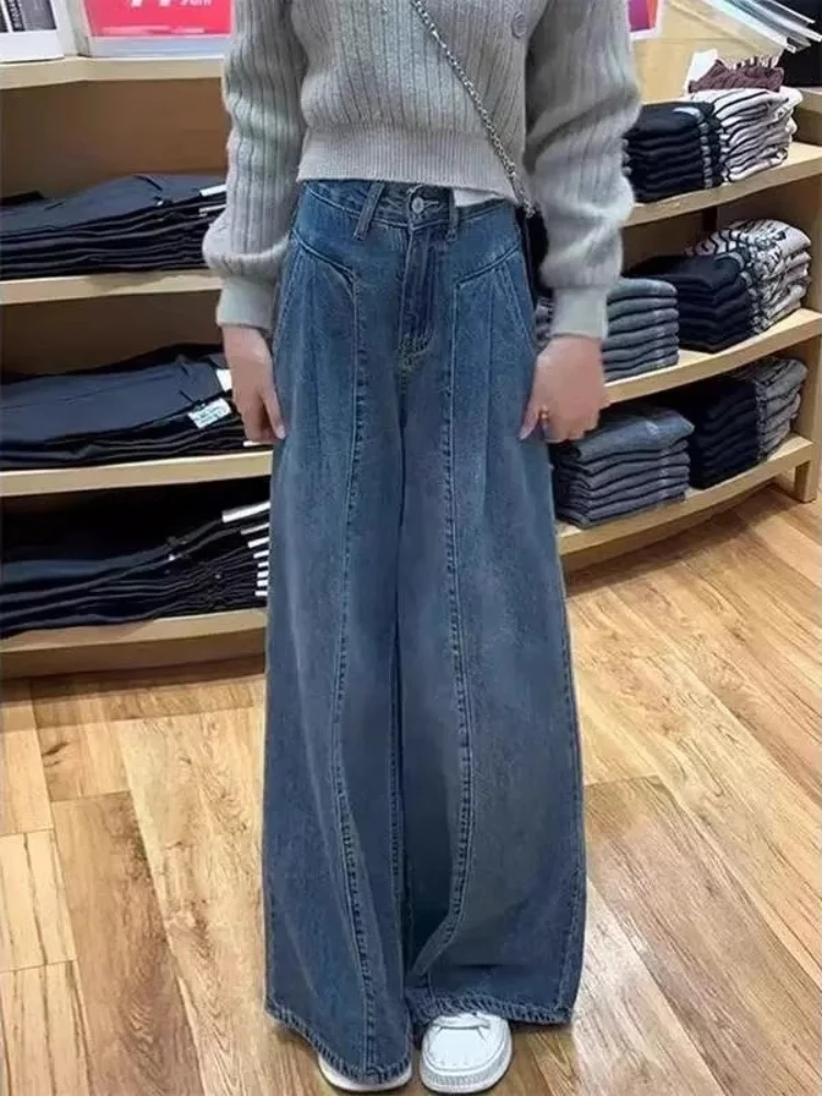 2025 Blue Women Jeans High Waist Vintage Straight Spring Autumn Y2K Classic Denim Pants Streetwear Trousers Korean Fashion Jeans