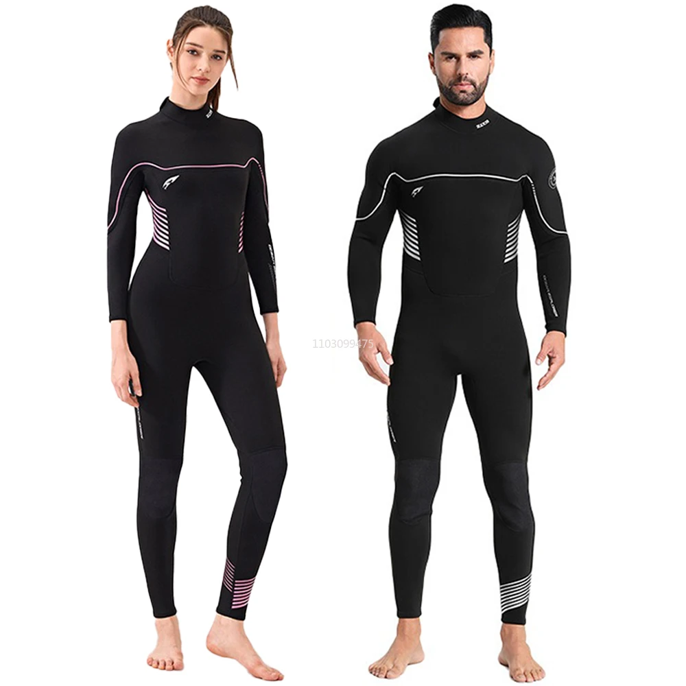 

3mm Neoprene Diving Suit Men Women One-piece Long Sleeves Snorkeling Wetsuit Comfortable Warm Cold-proof Swimsuits Scuba Diving
