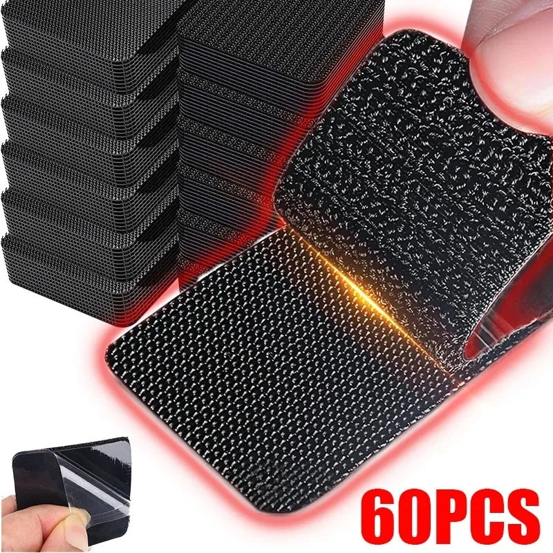 

60/2pcs Strong Self-Adhesive Fixing Stickers Double Sided Car Floor Mats Fixed Patches Home Carpet Sheets Non-slip Grip Tapes