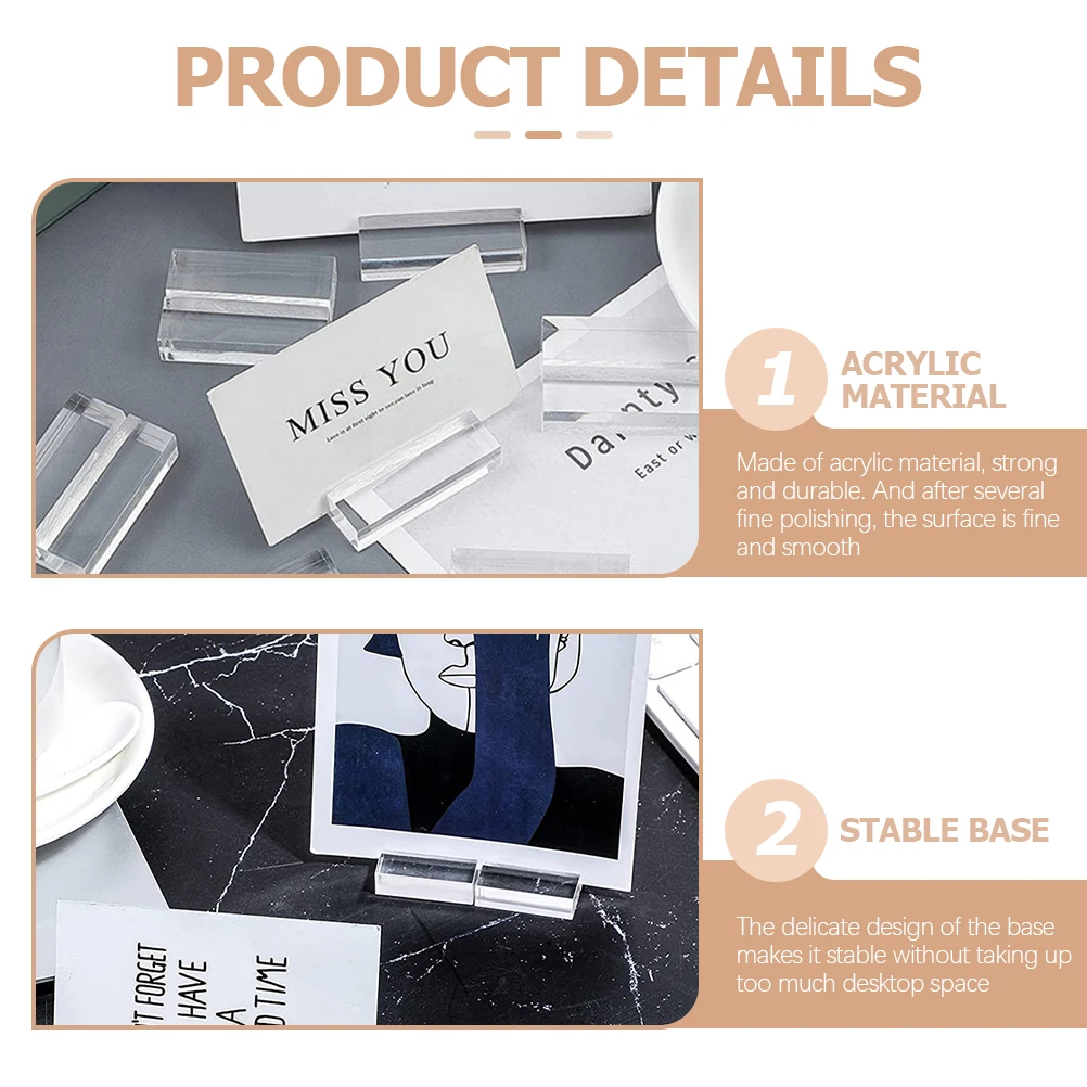 

4pcs Transparent Acrylic Card Holders Business Cards Table Numbers Photo Memo Signs Wedding Decorations Banquet Events Tabletop