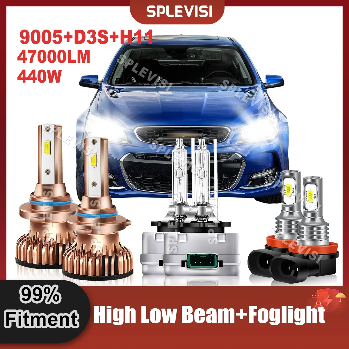 

Upgrade CSP Chips Car LED Headlight Combo Bulbs 9005 High Xenon D3S Low Beam H11 Foglamp For Chevrolet SS 2014 2015 2016