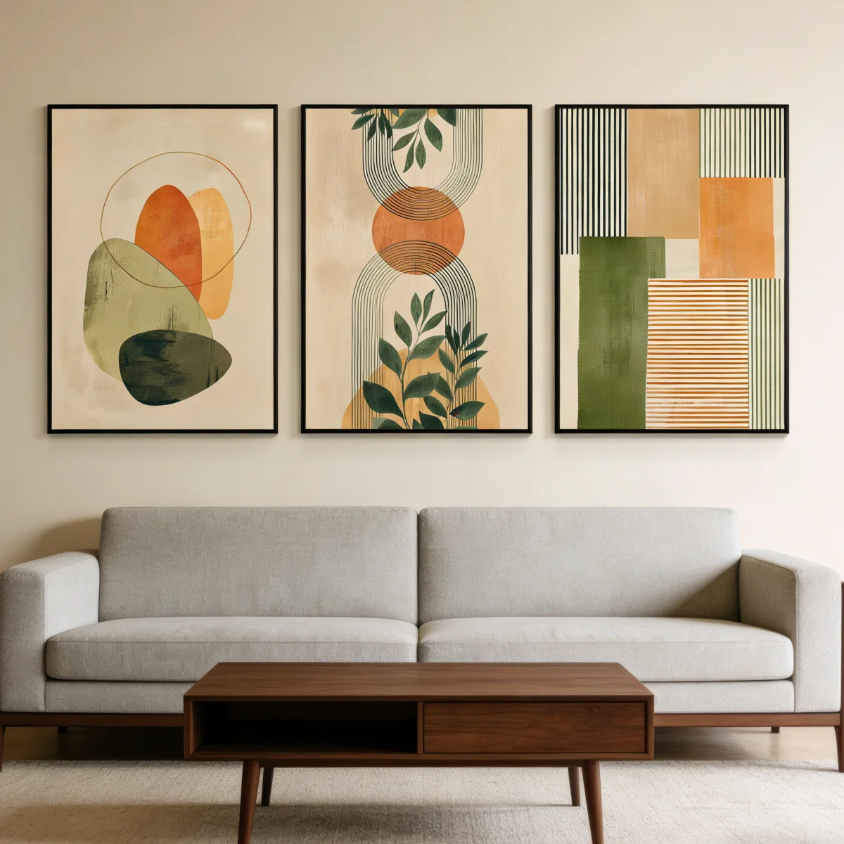 3pcs/set Bohemian Geometric Abstract Canvas Print Poster Mid-Century Botanical Art Prints Living Room Wall Art Home Decor Poster