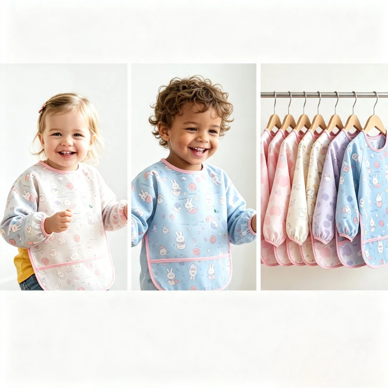 Toddler Waterproof Smock Bib Washable Anti‑Stain Eating Apron for Baby Boys Girls Reusable Feeding Art Painting Anti‑Dirty Cover