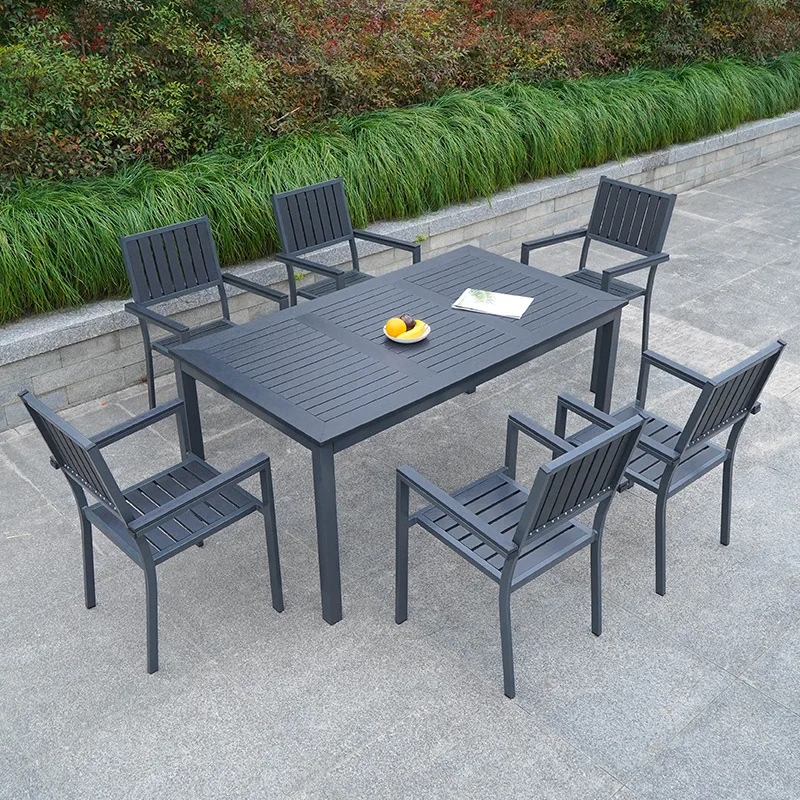 

HYS outdoor table and chairs courtyard leisure balcony garden combination open-air room terrace plastic wood