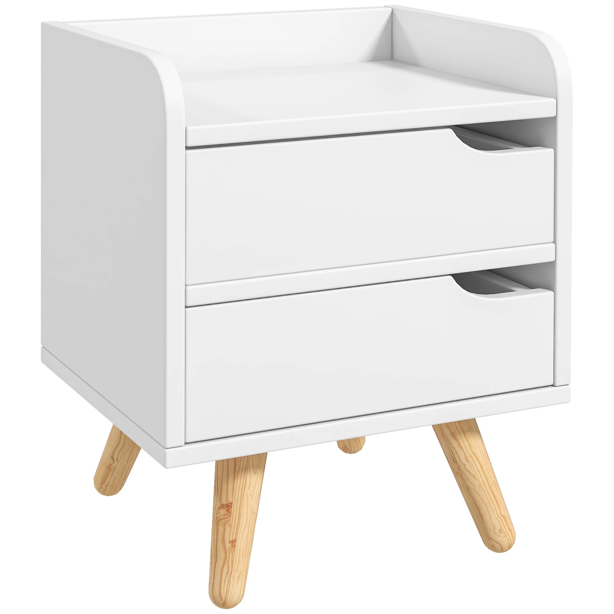 HOMCOM multi-purpose bedside table with 2 drawers spacious raised legs