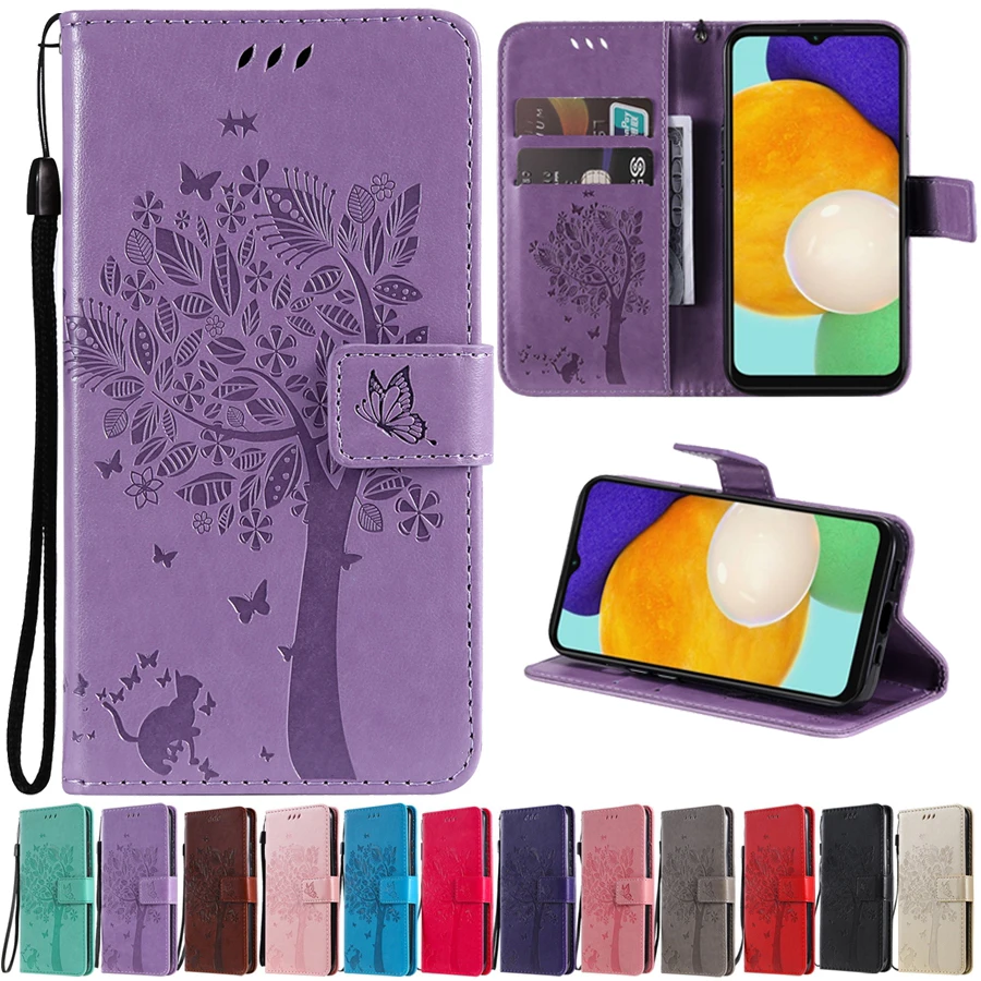 

Wallet Leather Tree Embossing Case For Samsung Galaxy A03S A12 A21S A22 A32 A50 A51 A52 A71 S22 S22 Plus S22 Ultra S21 FE S20 FE