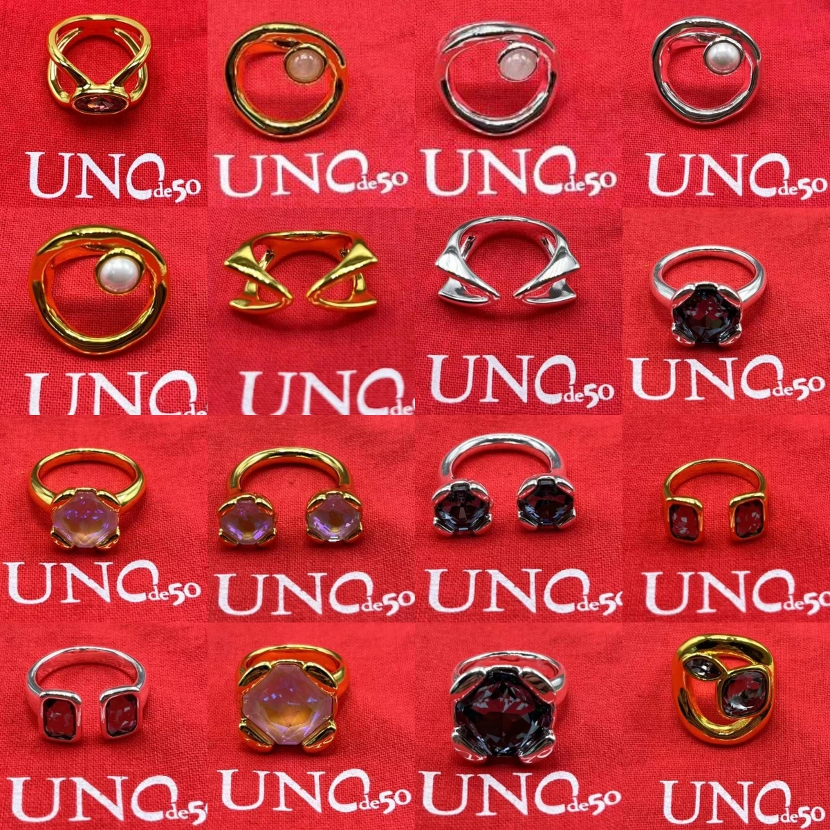 2024 UNOde50 European and American New Product Hot Selling Fashion Alien Hollow Jewelry Ring Women's Romantic Jewelry Gift Pack