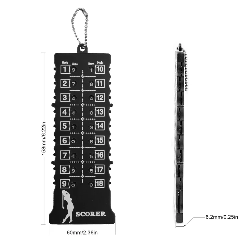 Golf Score Counter Golf Strokes Counter Keychain 18 Hole Golf Score Putt and Shot Scorekeeper for Golf Scoring