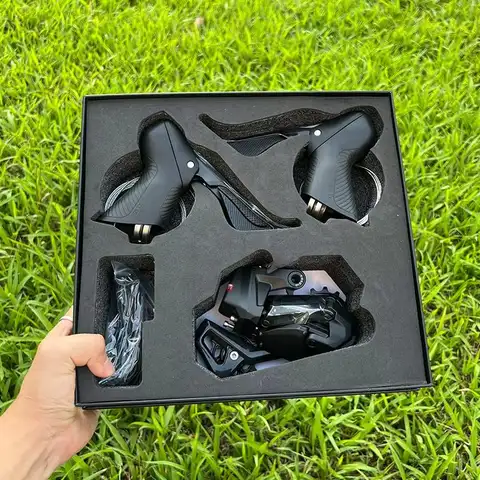 Wheeltop EDS 무선 전자 그룹 세트 7-14 속도 탄소 섬유 V 브레이크 단일 체인 링 드롭 핸들 바 도로 자전거 변속기