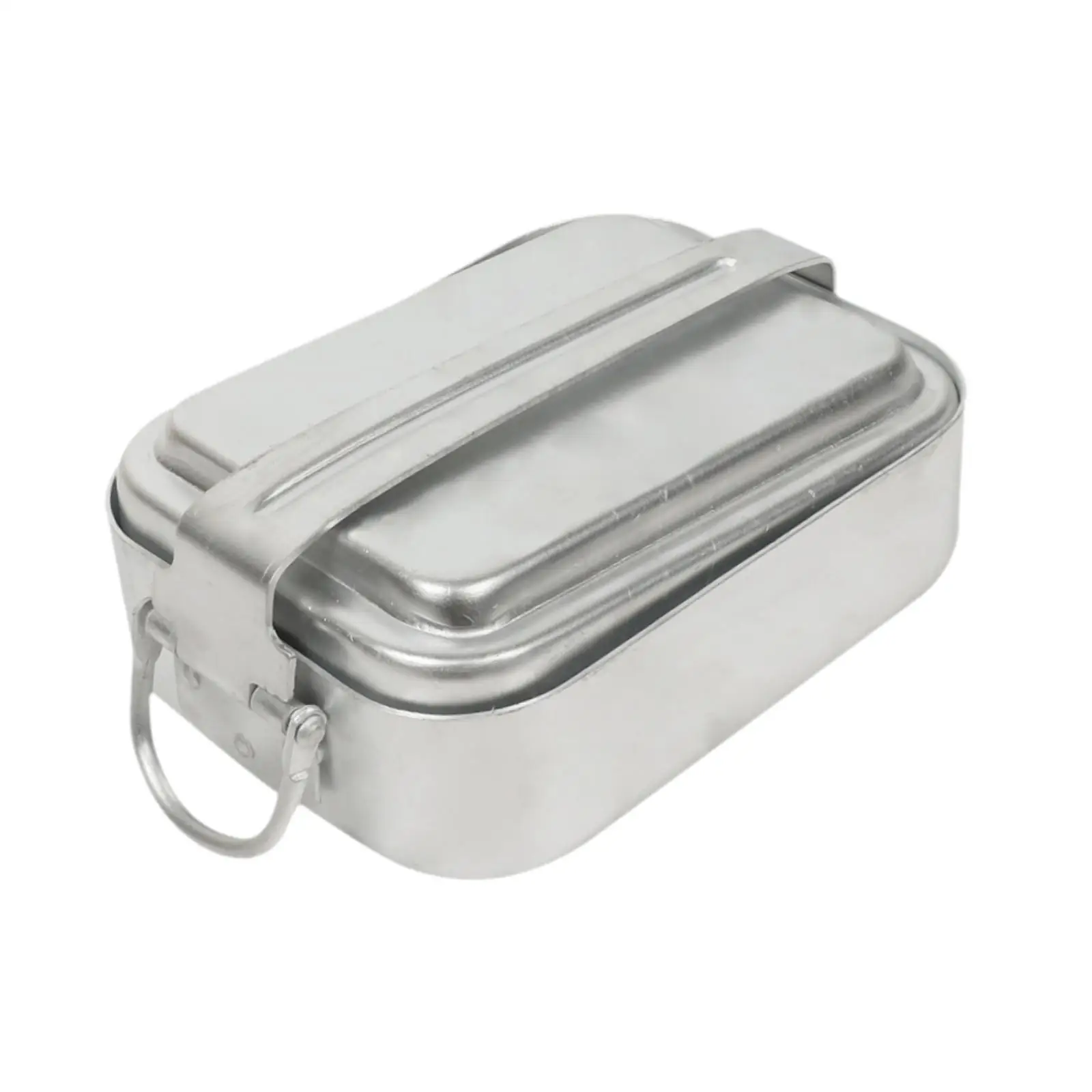 Leakproof Aluminum Lunch Box Set with Foldable Handle Camping Mess Kit Bento Rectangle Food Storage for Outdoor
