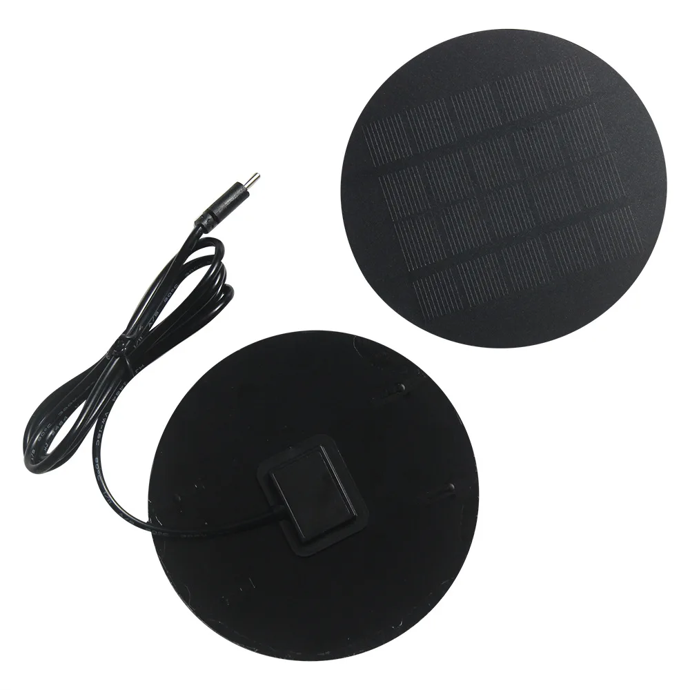 5W 5V Round Solar Panel 110MM with Type-C Output Monocrystalline Solar Cells Solar Charger Garden Light Circular Toys