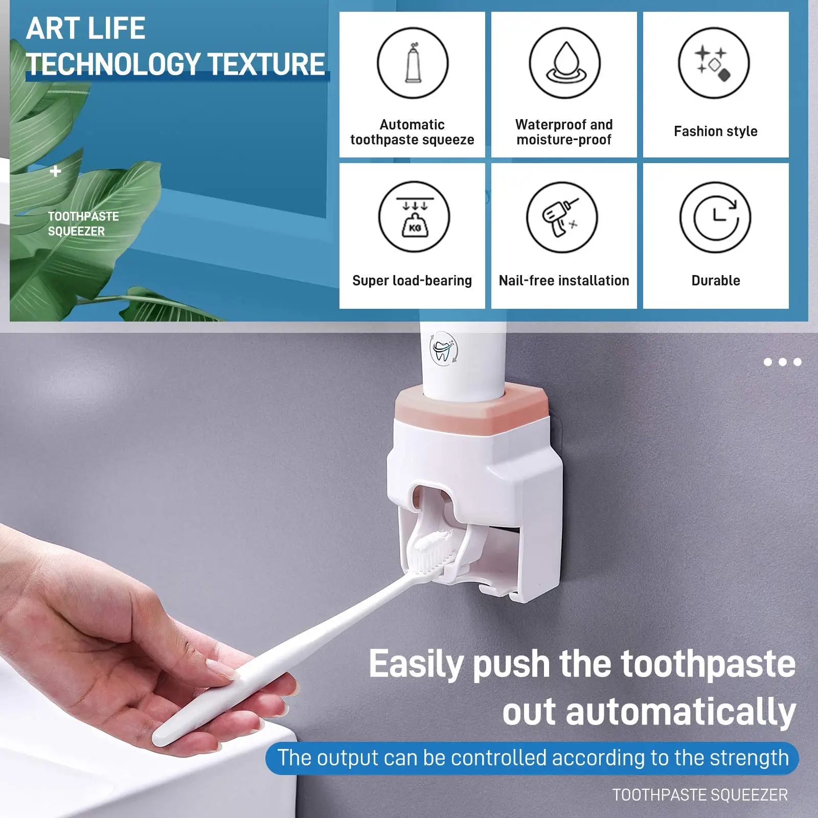 Toothpaste Dispenser And Toothbrush Holder Wall Mount Automatic Toothpaste Squeezer For Kids Bathroom Washroom