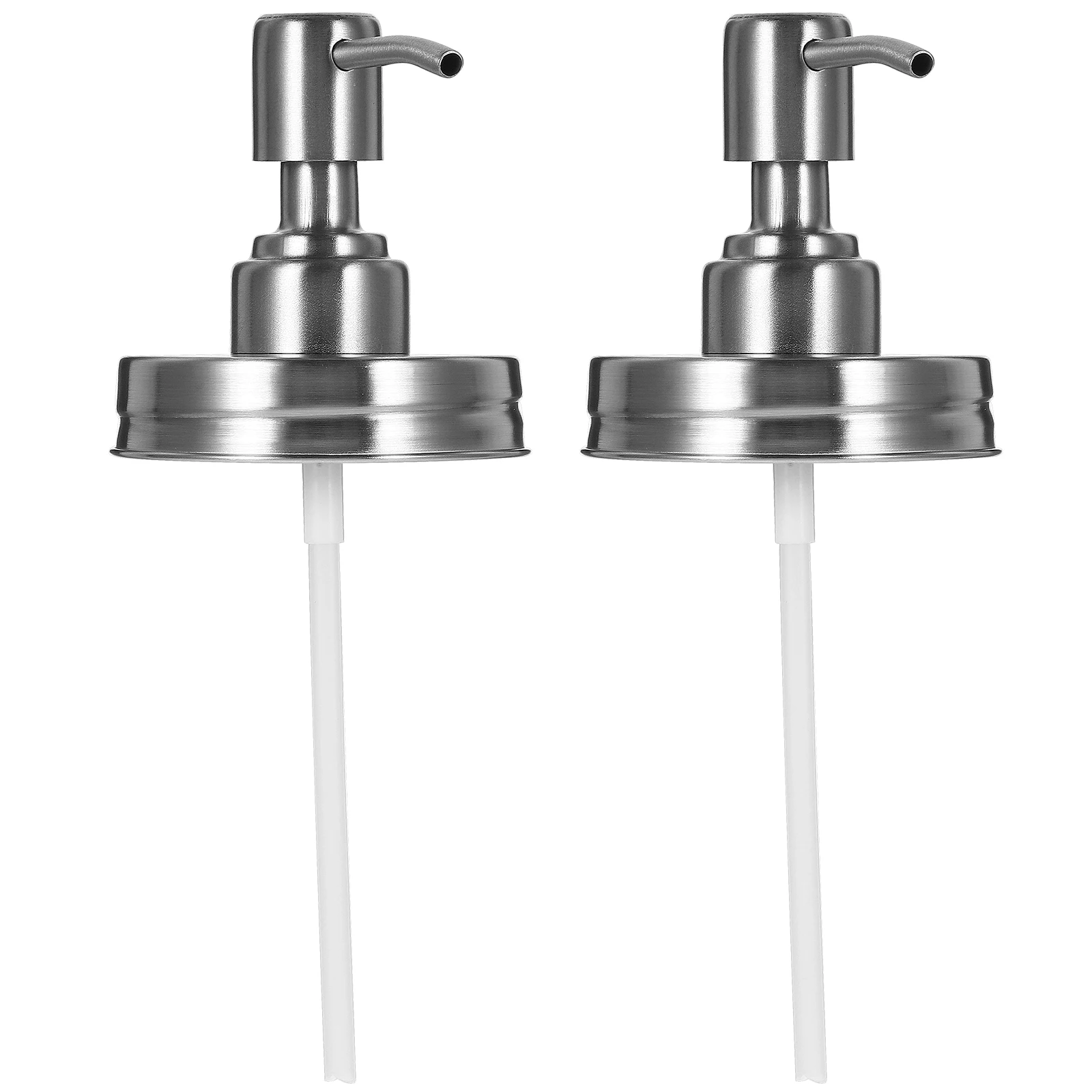 

2pcs Stainless Steel Dispenser Pump Lid For Shampoo Lotion Wide Mouth Jar Canning Replaceable Bathroom Bottle Lid Smooth Edge