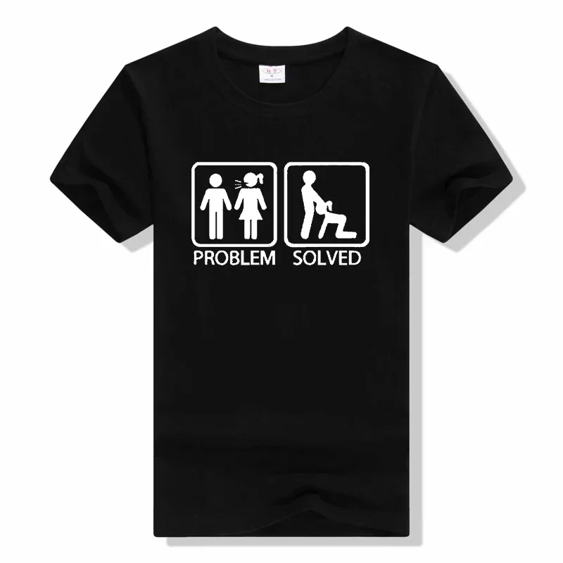 Funny Problem Solved T-shirt For Men Fishinger Fisherman Comedy Father Dad T Shirt Summer casual Short Sleeve Tops Tee