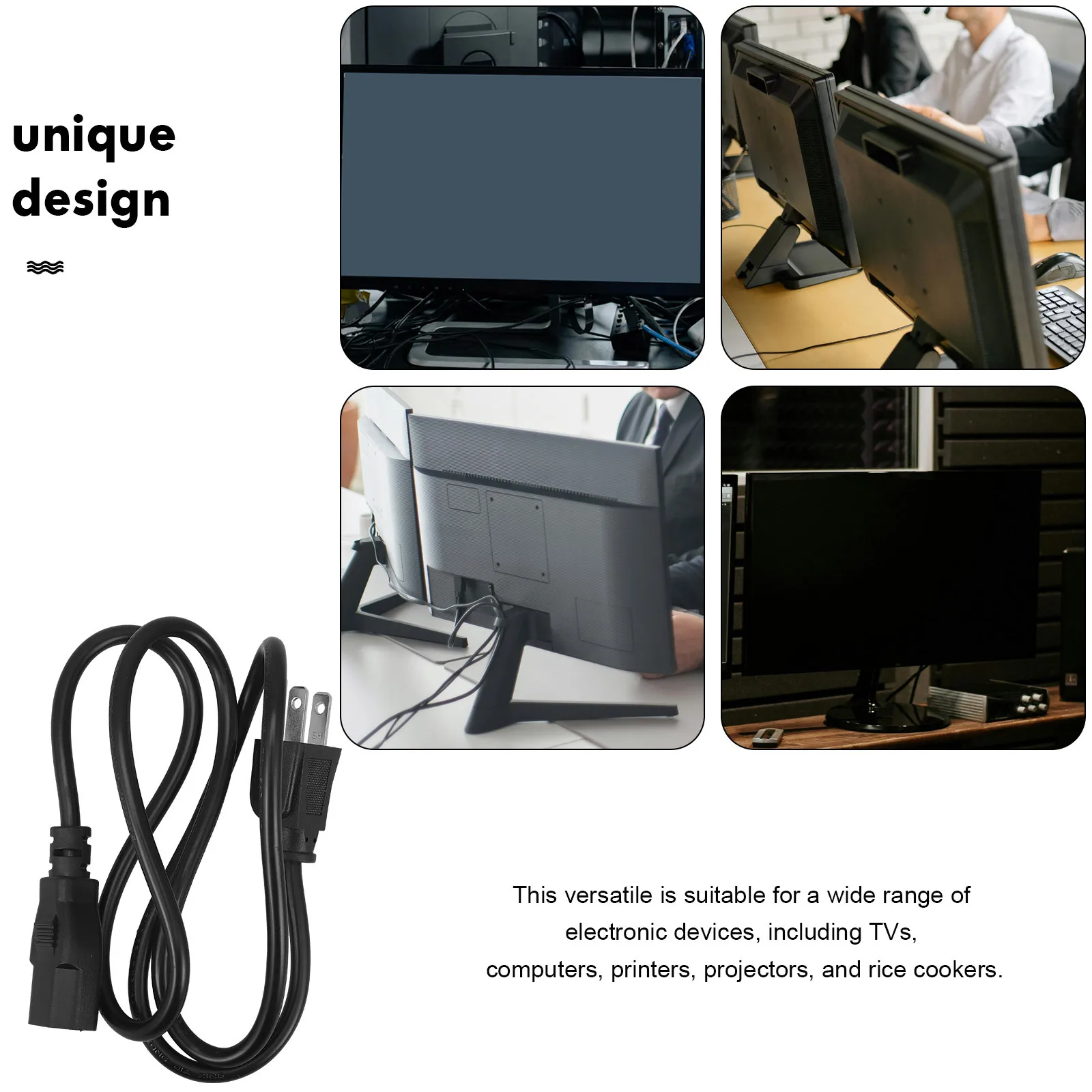 

Household Power Cord Us Plug 3-Prong Computer Rice Cooker Electric Appliance Replacement Cable Electric Cooker Cable