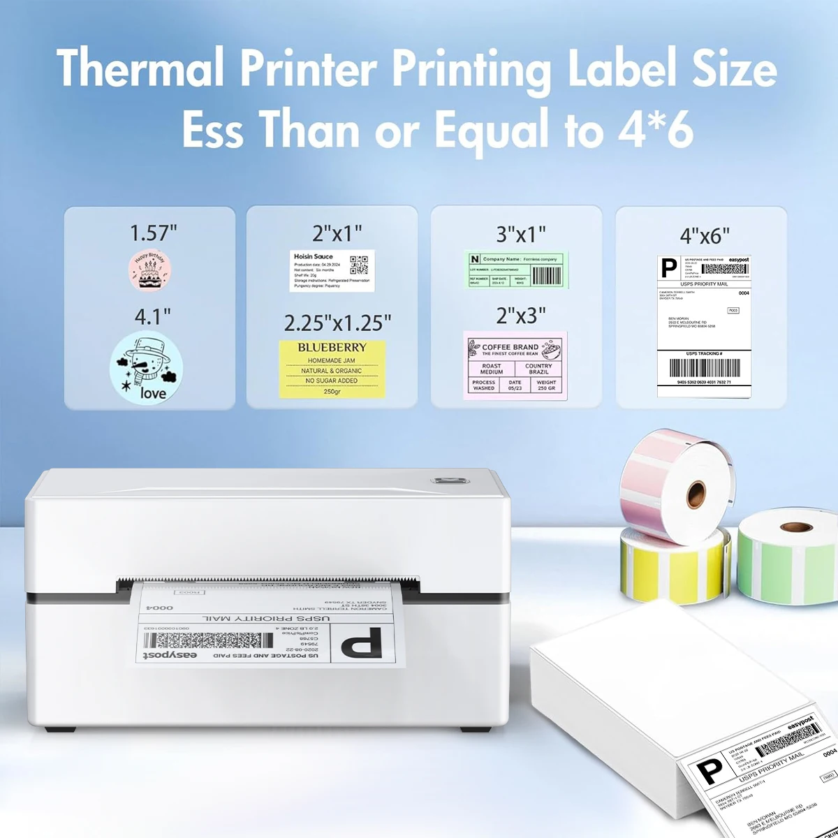 Marklife Portable Thermal Printer D100 White Wireless Bluetooth Shipping HD Printer Compatible with iPhone Android Mac Window