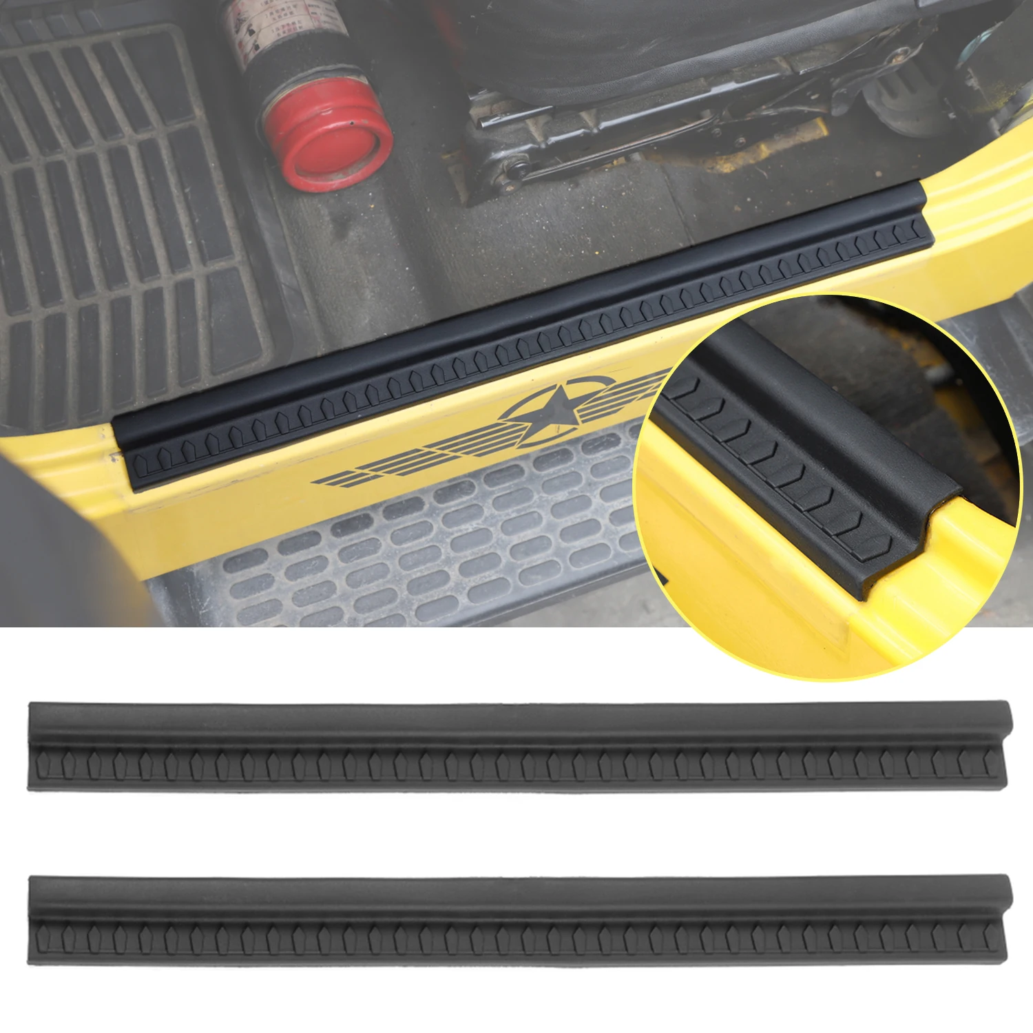 

Rubber Door Sill Protectors Guards Plate Entry Guard Kit for 97-06 Jeep TJ Interior Accessories Door Entry Guards Scratch Cover