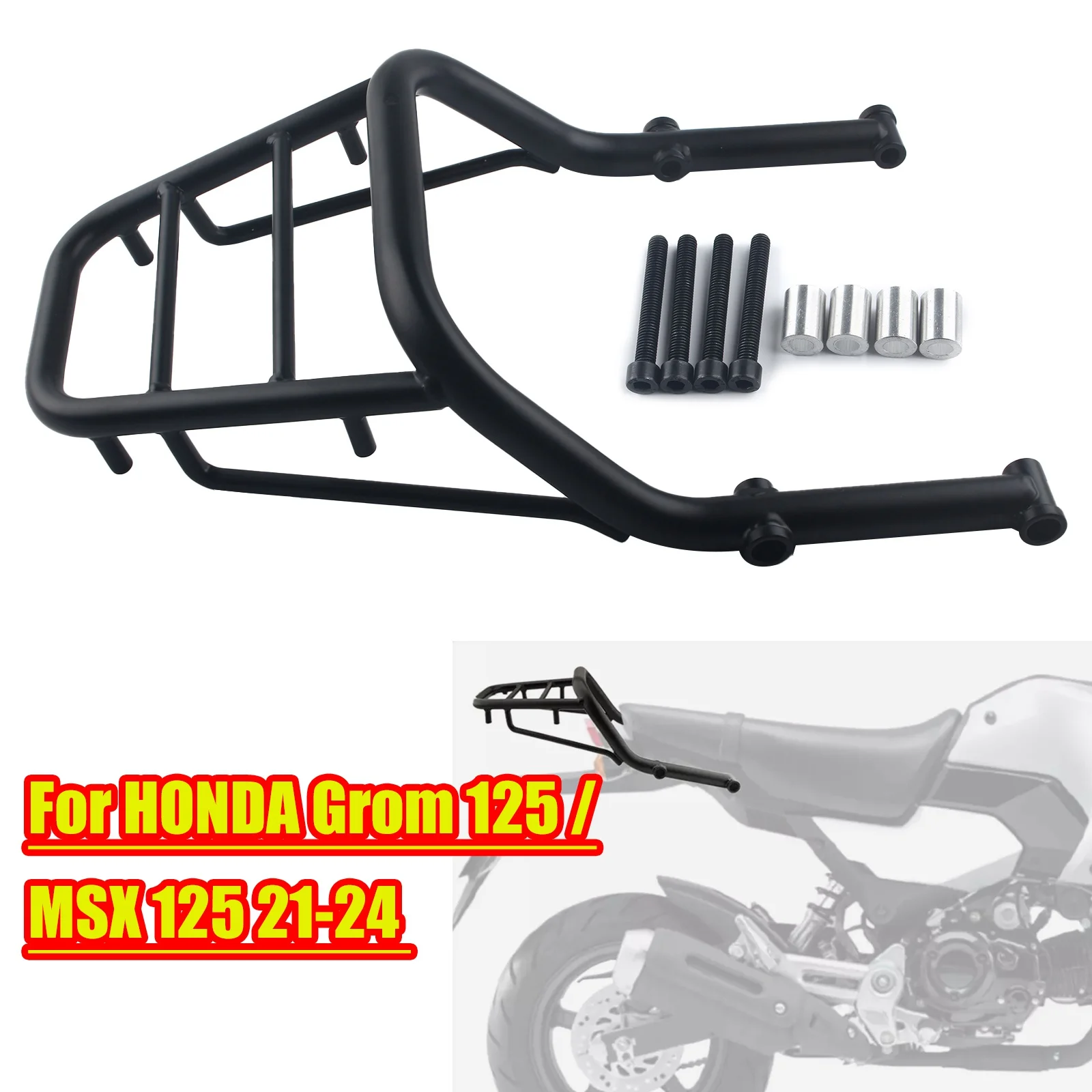 

For HONDA Grom 125 MSX 125 21-24 Matte Black Rear Luggage Rack Carrier Bracket