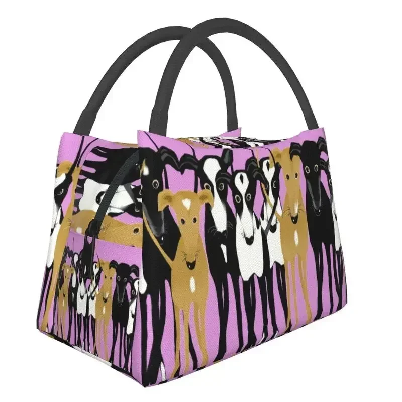 

Greyhound Dog Gathering Insulated Lunch Bag for Women Leakproof Whippet Sighthound Puppy Cooler Thermal Lunch Tote Work Picnic