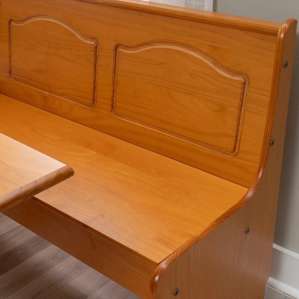 3-Piece Farmhouse Indoor Corner Dining Nook with Storage Solid Pine Table and Benches Cozy Kitchen Spaces