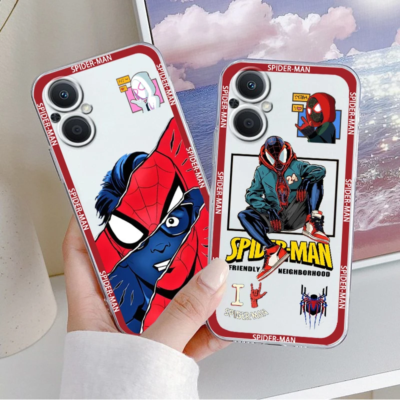 Marvel Spiderman Fashion Art For OPPO A5 A9 A53 S A74 Reno 7 6 5 4 2 Find X3 X2 Z Lite Neo Pro Plus transparent Phone Case