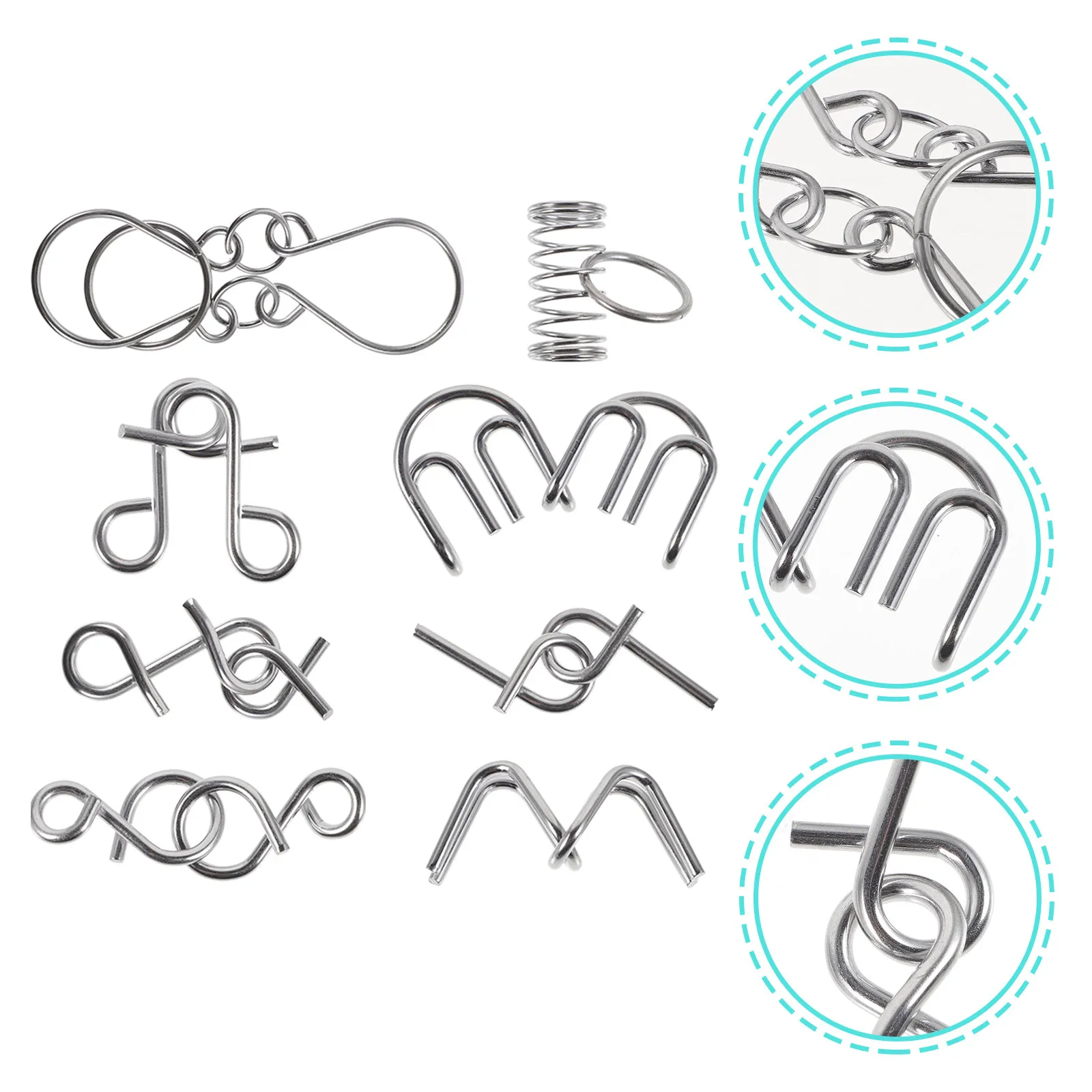 

8Pcs Brain Teaser Puzzles for Adults Metal Puzzle Game Intellectual Challenge Gift for Elderly with 's