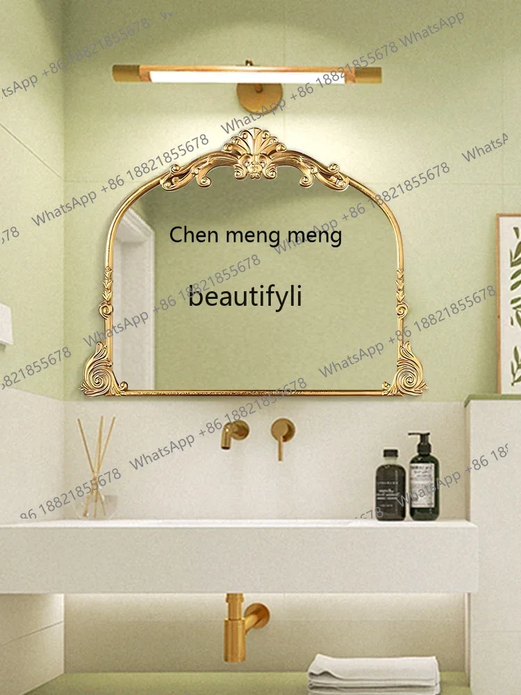 Hot sales French toilet vanity mirror carved light luxury desktop European vanity mirror medieval wall-mounted retro bathroom mi