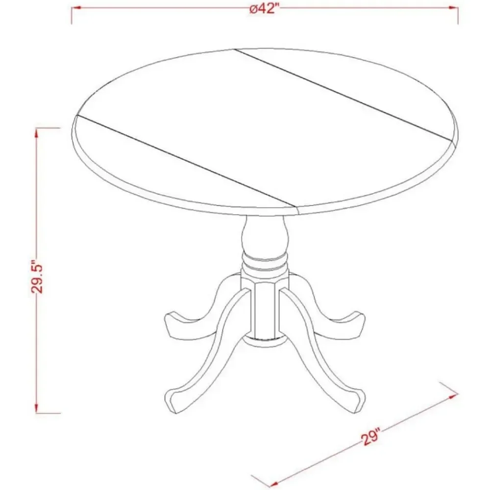 5 Piece Room Furniture Set Includes A Round Dining Table with Dropleaf and 4 Dark Khaki Linen Fabric, Dining Tables