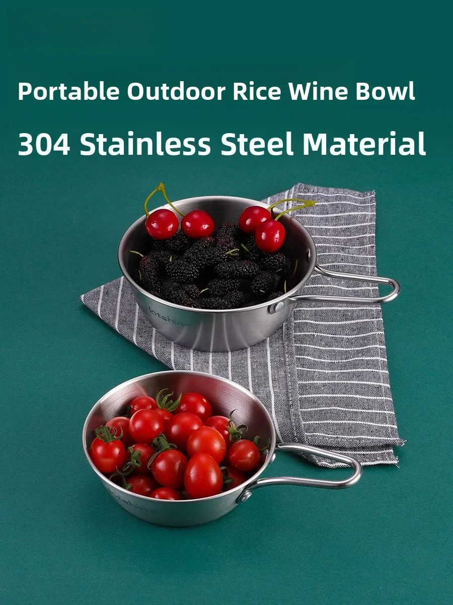 

Корейская утолщенная чаша из нержавеющей стали 304 для риса/винных напитков с ручкой, маленькая миска для закусок, ресторанная миска для приправ