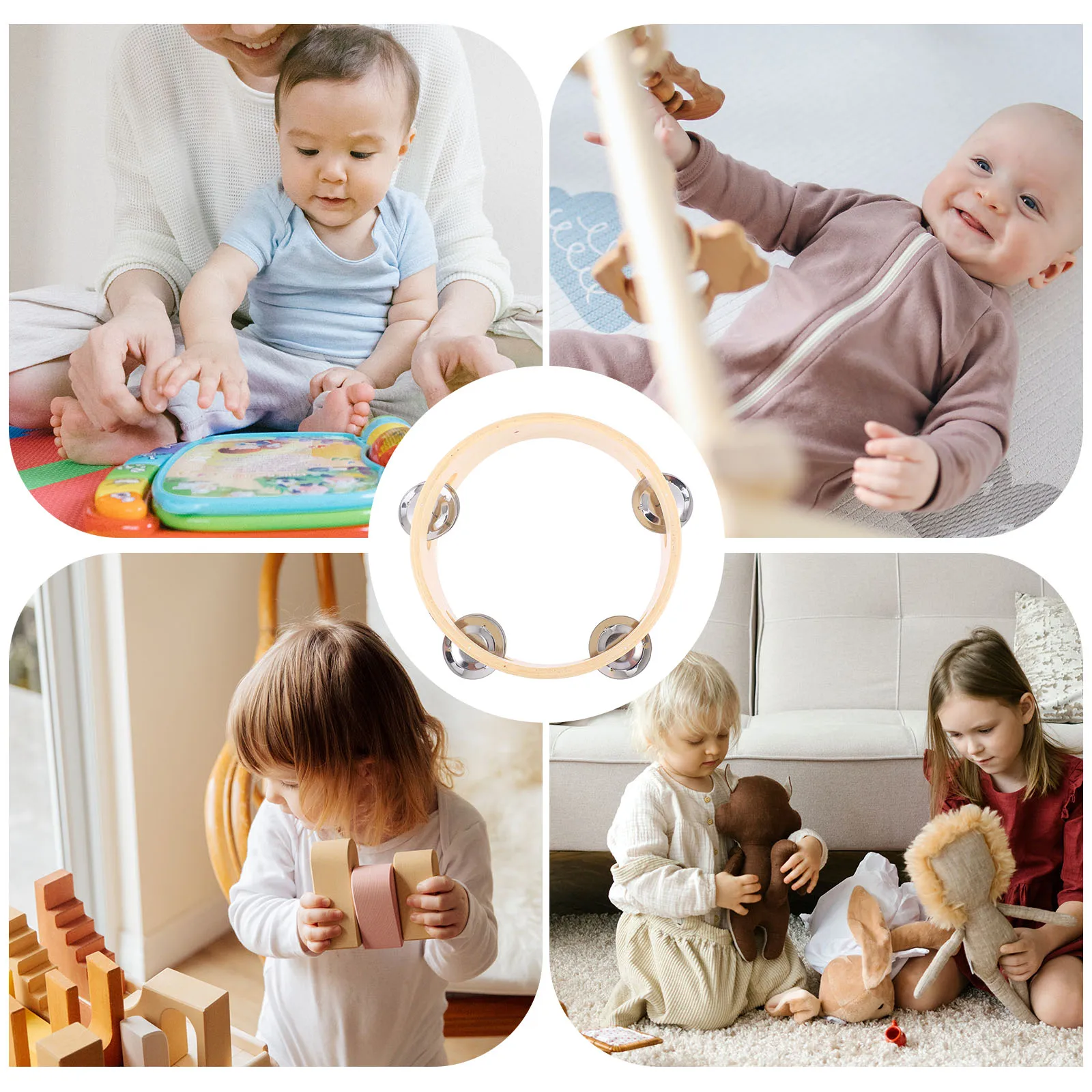 

1pc Wooden Handbell Baby Musical Instruments Early Educational Plaything Toddler Safe Developmental Parent-Child