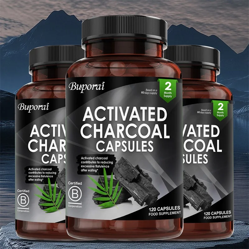 Activated Charcoal Capsules - Helps Relieve Gas and Bloating, Promotes Natural Detoxification, and Supports Gut Health, Non-GMO