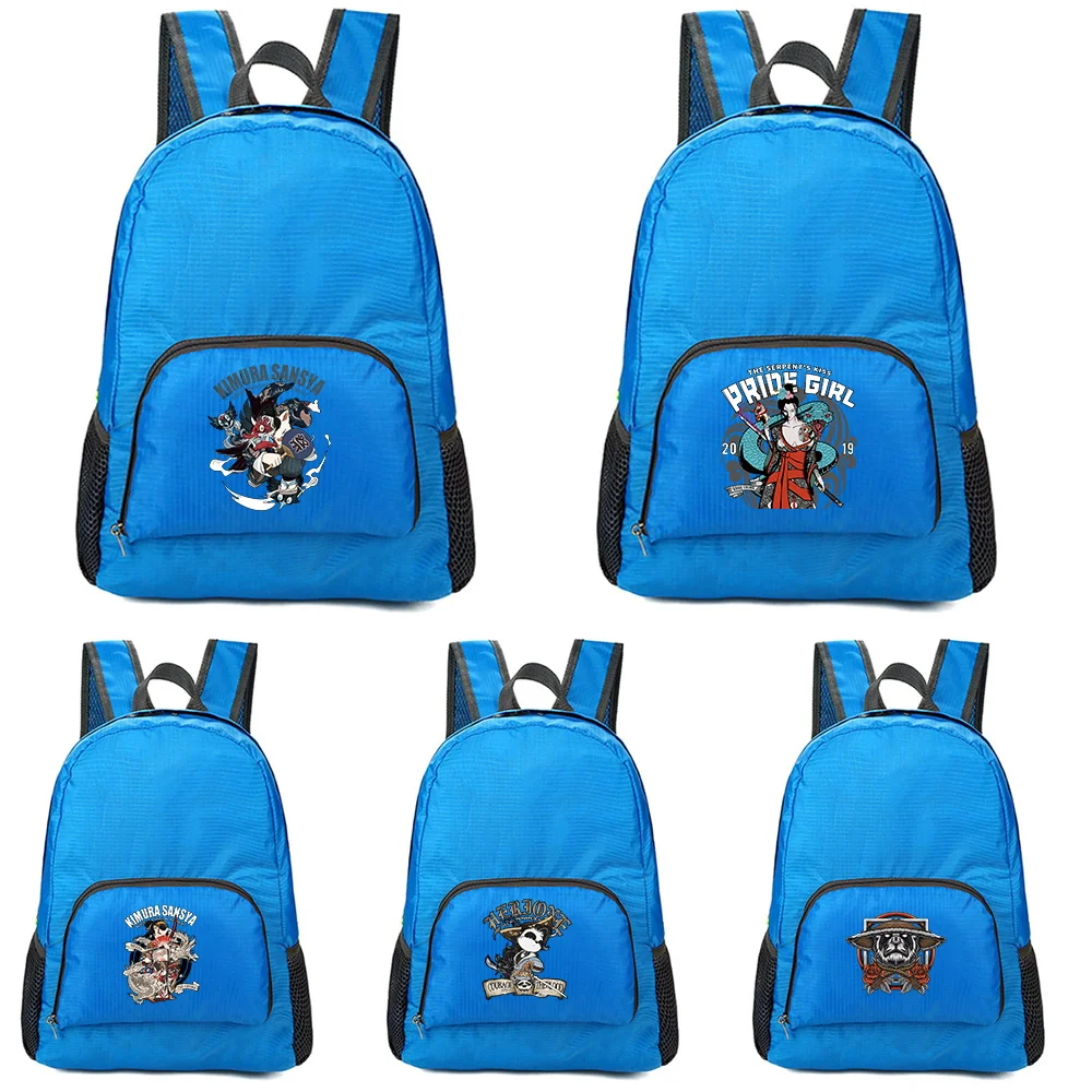 

Portable Folding Backpack New Samurai Pattern Printing Folding Hiking Bag Ultra-light Outdoor Cycling Travel Backpack