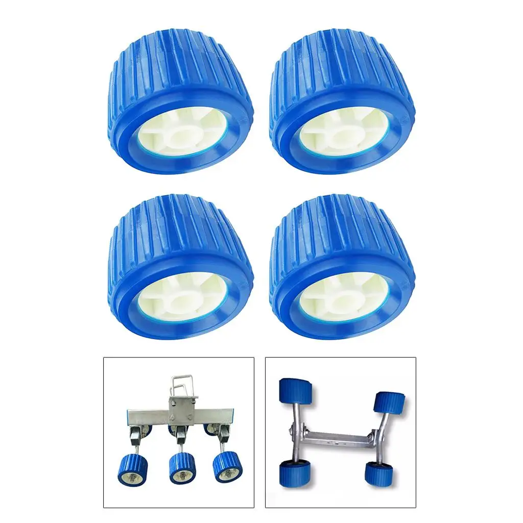 4PCS Boat Trailer Roller Marine Inflatable Ribbed Wobble Roller Kit New