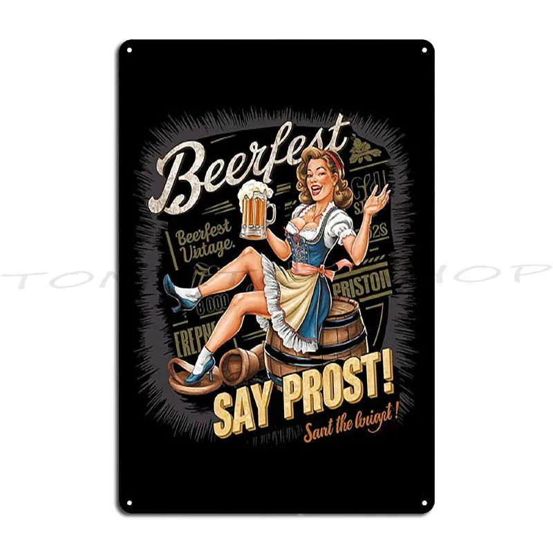 Mona Lisa Oktoberfest Vintage Beer Girls Metal Sign Mural Design Wall Decor Living Room Customized  Tin Sign Poster
