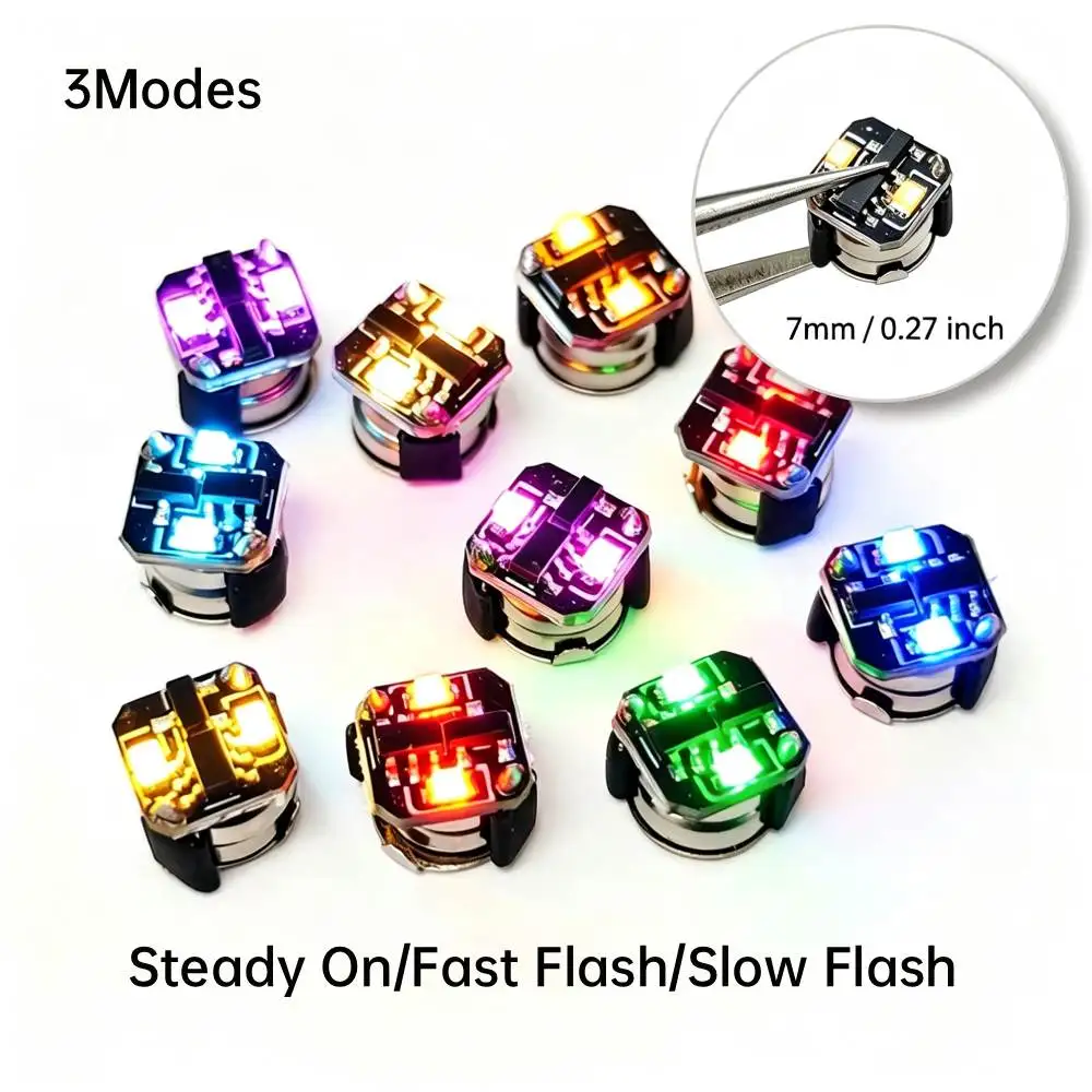10Pcs 7MM Mini Magnetic Control Led Lights Wireless Lamps 3Modes AG1 Double Bulb Lamp for Diy Model Toys Landscape Decoration