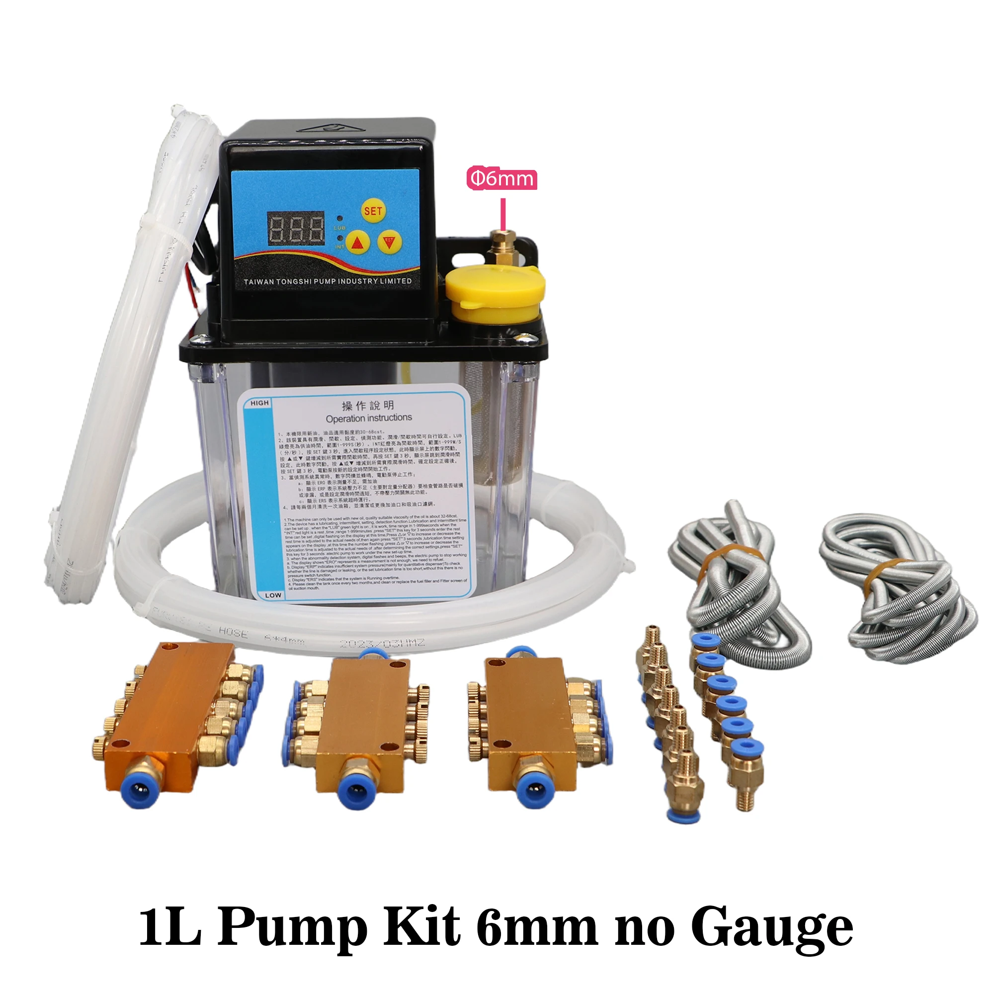 1L 2L CNC Smering Pomp Systeem Kit AC220V AC110V 4mm 6mm Automatische Smering Oliepomp Elektrische Vet voor CNC Machine Tool