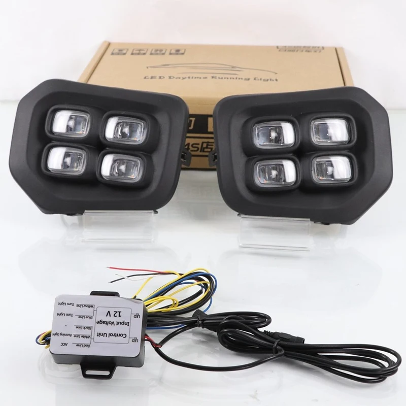 12V LED DRL Daylights For Toyota Tacoma 2016 2017 2018 2019 2020 Yellow Turn Signal Car Headlamp Daytime Running Light Fog Lamp